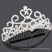 wholesale accessories silver plated crystal tiara hair barrette